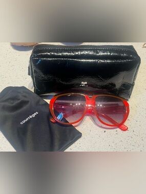 Courreges x Alain Mikli orange red oversized sunglasses